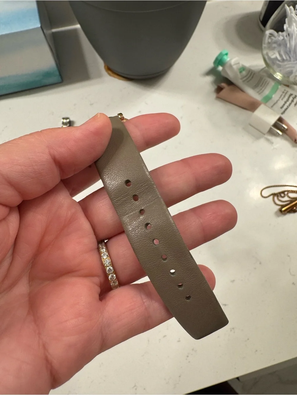 Marc by Marc Jacobs Taupe Leather Strap Watch with Rose Gold Case